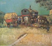 Vincent Van Gogh Encampment of Gypsies with Caravans (nn04) Spain oil painting reproduction